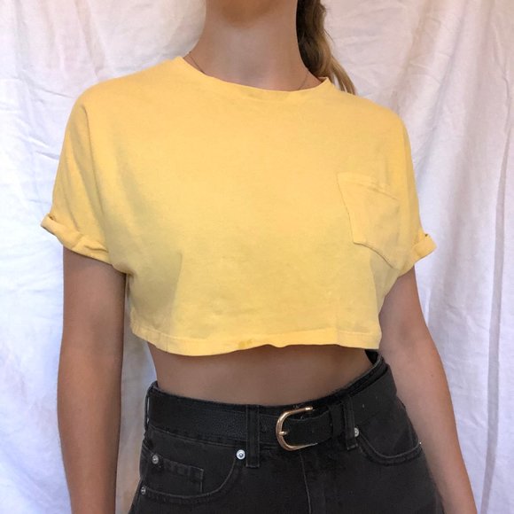 Ardene Tops - Ardene Light Yellow Cropped T shirt